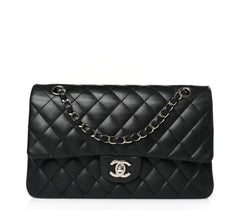 Chanel Black Lambskin Quilted Medium Double Flap